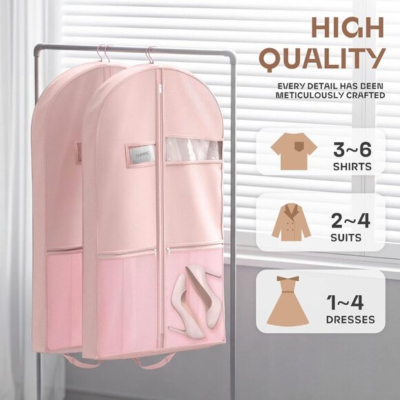 43" Travel Garment Bag with Accessories Zipper Pocket, Heavy Duty Suit Bag for S - Picture 3 of 8